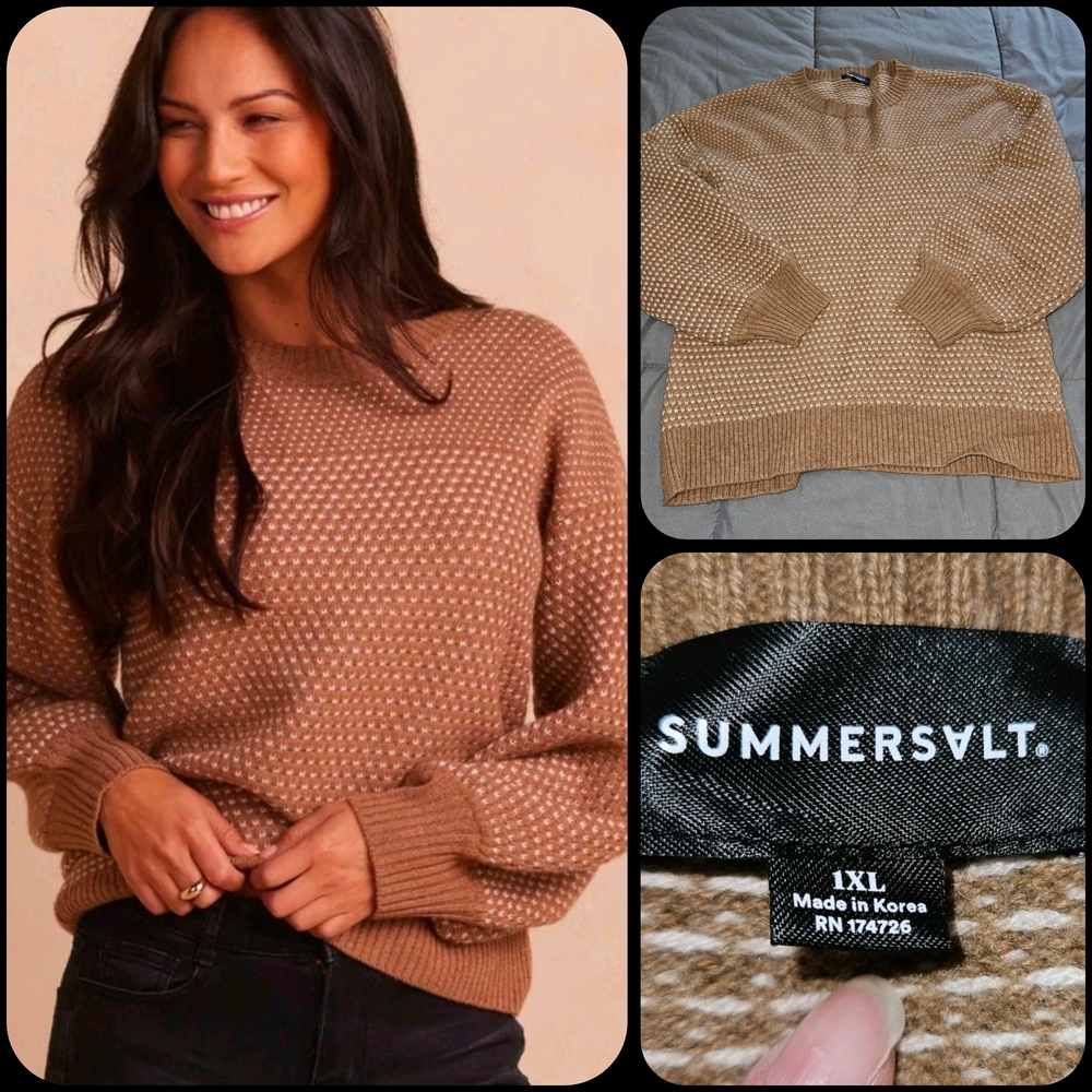 SIZE 1X SUMMERSALT The luxe Cashmere Blend Mix Stitch Sweater (B28)